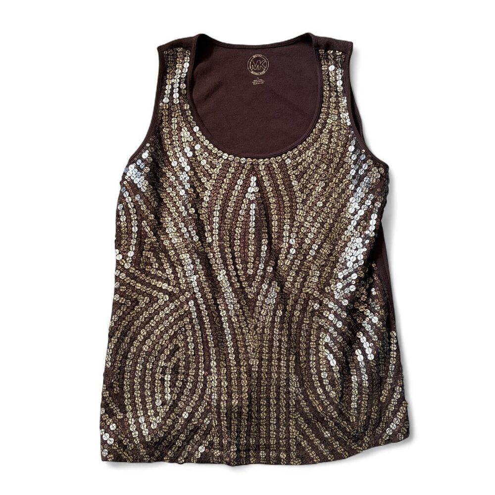 Michael‎ Kors brown sequin tank top size 1X brown y2k